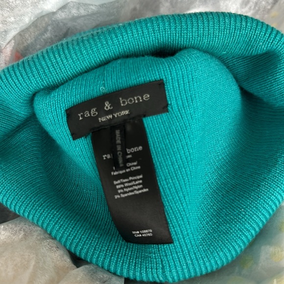 Rag & Bone Addison Beanie in Teal - Picture 2 of 4